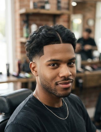 Mid Taper Fade Middle Part