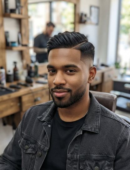 Mid Taper Fade Side Part