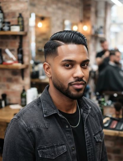 Mid Taper Fade Slick Back
