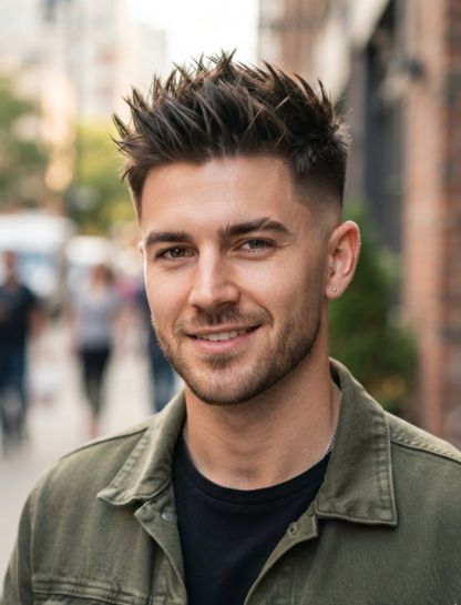 Mid Taper Fade Spiky Hair
