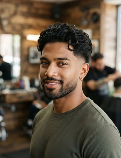 Mid Taper Fade Wavy Hair
