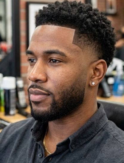 Mid Taper Fade with Geometric Pattern