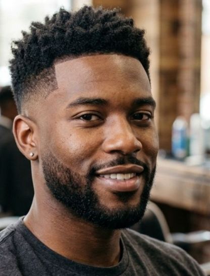 Mid Taper Fade with Short Beard or Stubble
