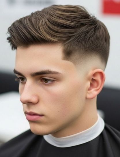 Middle Part with Taper Fade