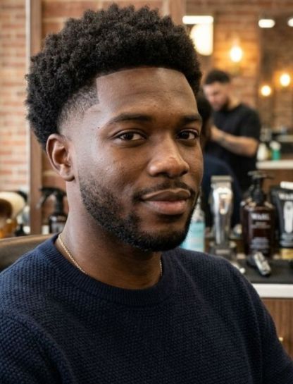 Mini Afro with Mid Taper Fade