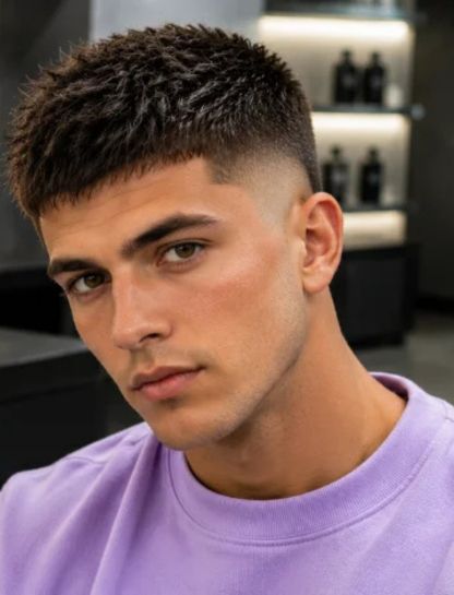Modern Textured Crew Cut Fade