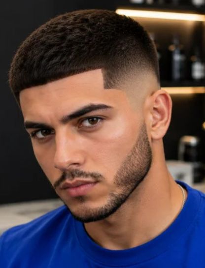 Sharp Line-Up Burst Fade Crew Cut