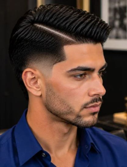 Sharp Line-Up Burst Fade Side Part