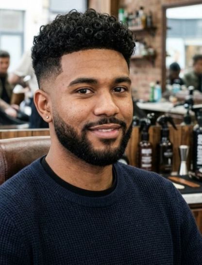 Short Afro with Low Taper Fade