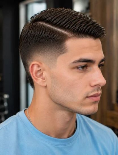 Short Burst Fade Side Part