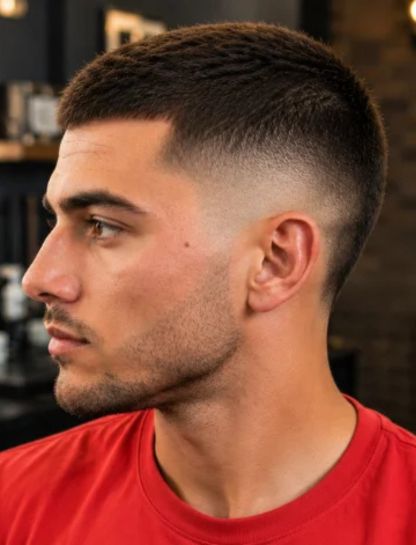 Short Crew Cut with Burst Fade
