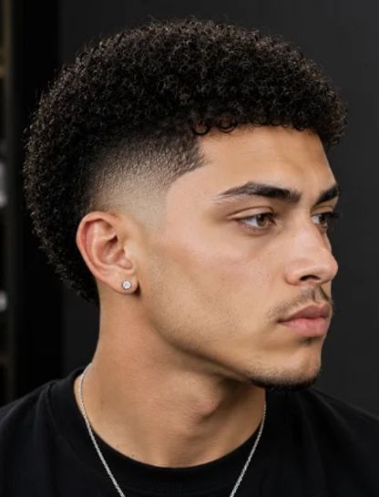 Short Curly Burst Fade