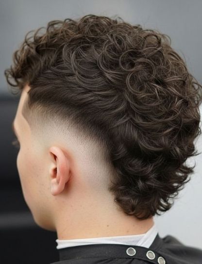 Short Curly Mullet Fade