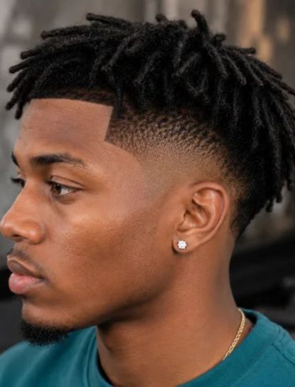 Short Dreads with Burst Fade for Black Men