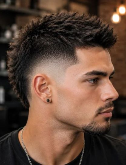 Short Faux Hawk Burst Fade