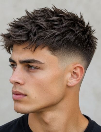 Short Messy Spikes with Mid Skin Fade