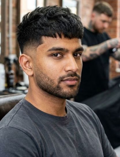 Short Thick Textured Crop with Low Taper Fade