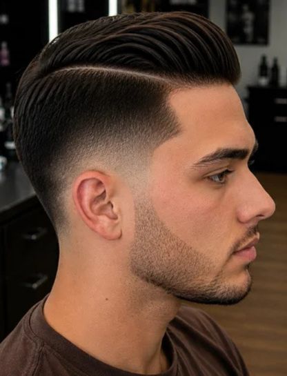 Side Part Burst Fade Taper