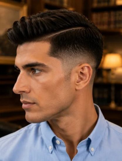 Side Part Burst Fade Undercut