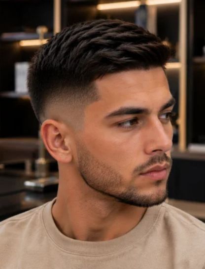 Side-Swept Burst Fade Crew Cut