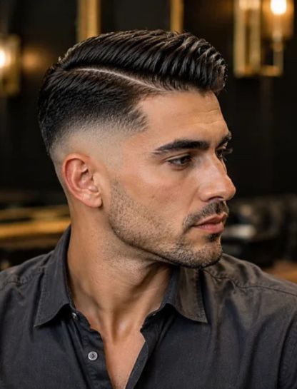 Skin Burst Fade Side Part