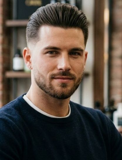 Slick Back with Low Taper Fade