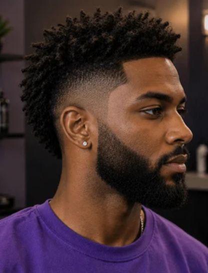 Sponge Twist Burst Fade with Beard