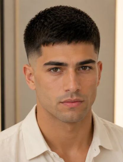 Straight Hair Burst Fade Crew Cut
