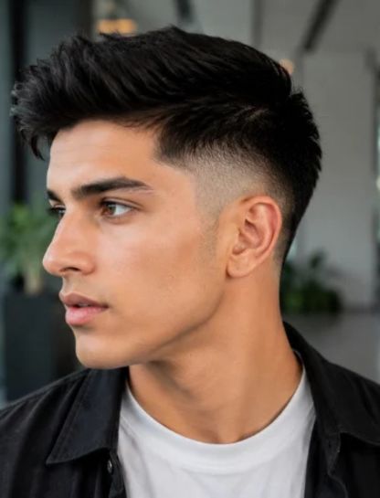 Straight Hair Burst Fade Undercut