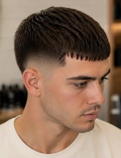 Straight Hair Caesar Fade