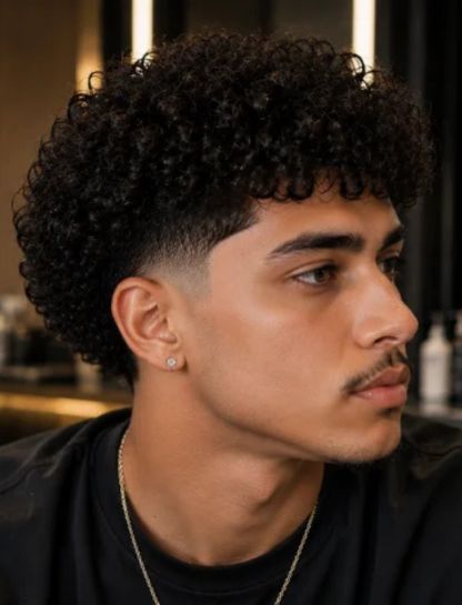 Taper Curly Burst Fade