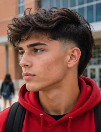 Teen Burst Fade Side Part
