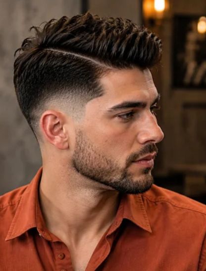 Textured Burst Fade Side Part