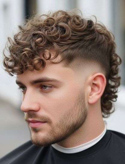 Textured Curly Mullet Fade