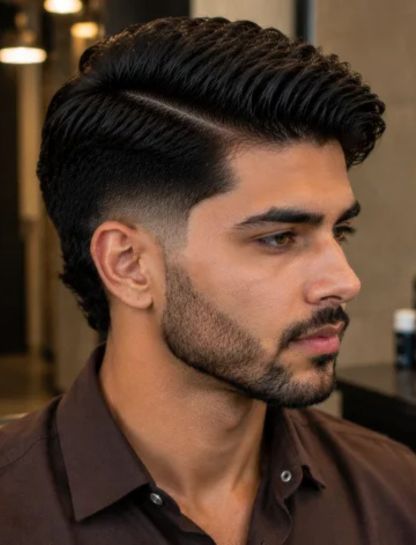 Thick Hair Burst Fade Side Part