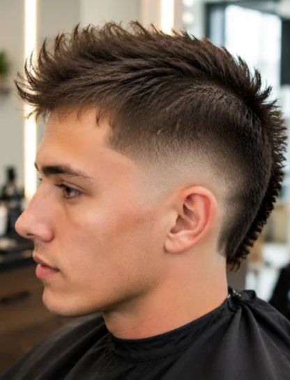 Thin Hair Burst Fade Faux Hawk