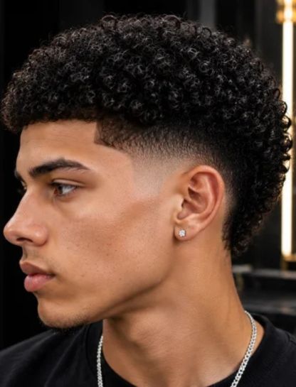Tight Curly Burst Fade