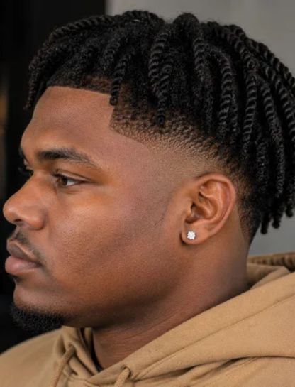 Twists with Burst Fade for Black Men