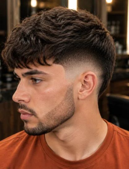 Wavy Caesar Burst Fade