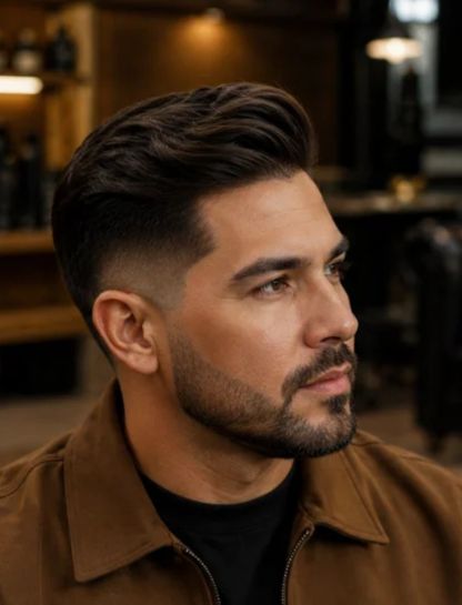 10. Comb Over Long Hair Burst Fade