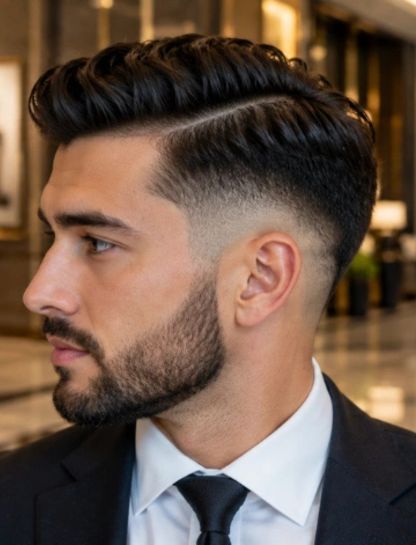 10. High Burst Fade with Side Part