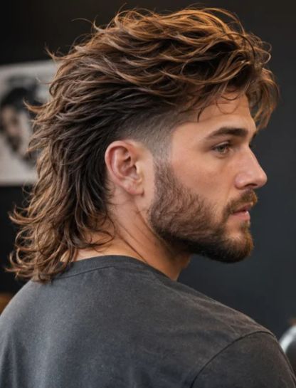 12. Layered Long Hair Burst Fade