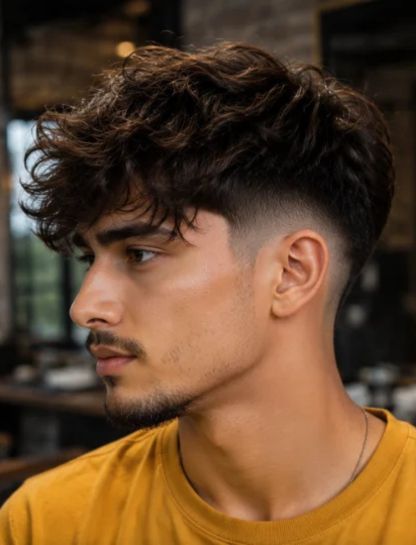 13. Messy Long Hair Burst Fade