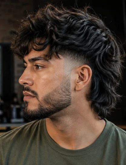 2. Textured Long Hair Burst Fade