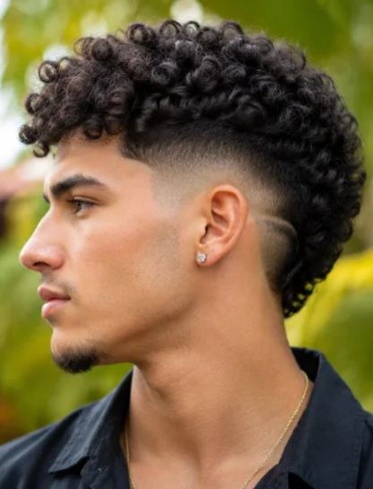 4. High Burst Fade Curly Hair
