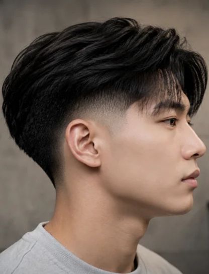 5. Straight Long Hair Burst Fade