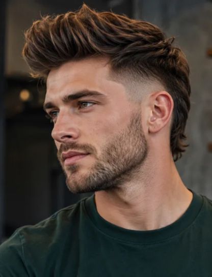 8. Quiff Long Hair Burst Fade