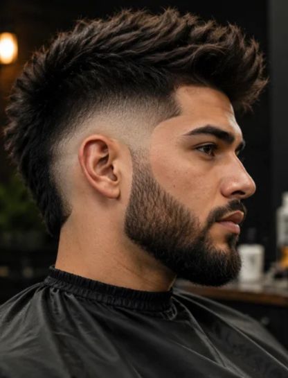 9. High Burst Fade with Beard