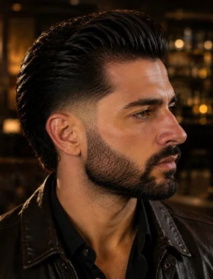 Beard Blend Burst Fade Slick Back