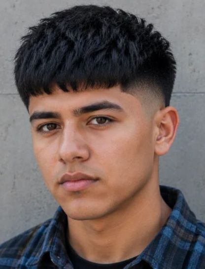 Burst Fade Caesar Cut for Thick Hair
